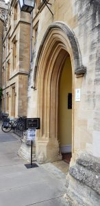 OxDisinfo sign outside New College Oxford
