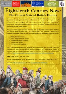 poster advertising the 18th Century now conference at King's College London on the 26th April 2019