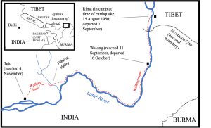 Map of the route that the couple Dan Haines writes about in this blog post took across the mountains